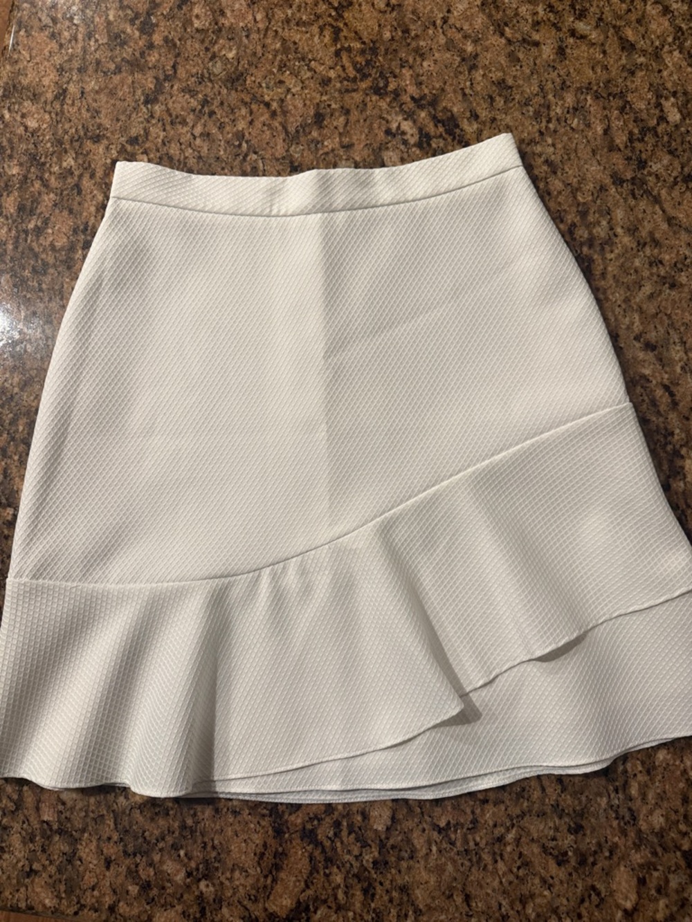 Reiss White Textured A-Line Skirt ruffle above knee